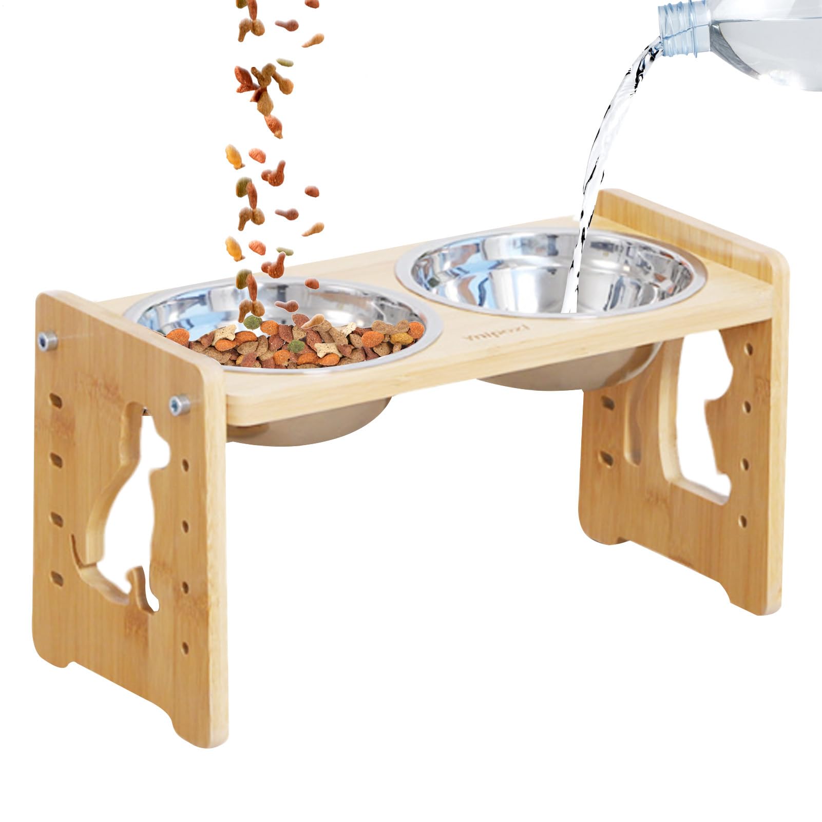 Elevated Dog Bowls, Adjustable Tilted Elevated Dog Food Bowl, Reusable Detachable Feeding Station, Ideal para Small, Medium, Large Puppies, Kittens, Cats, 12,99 x 7,68 x 6,38 pulgadas