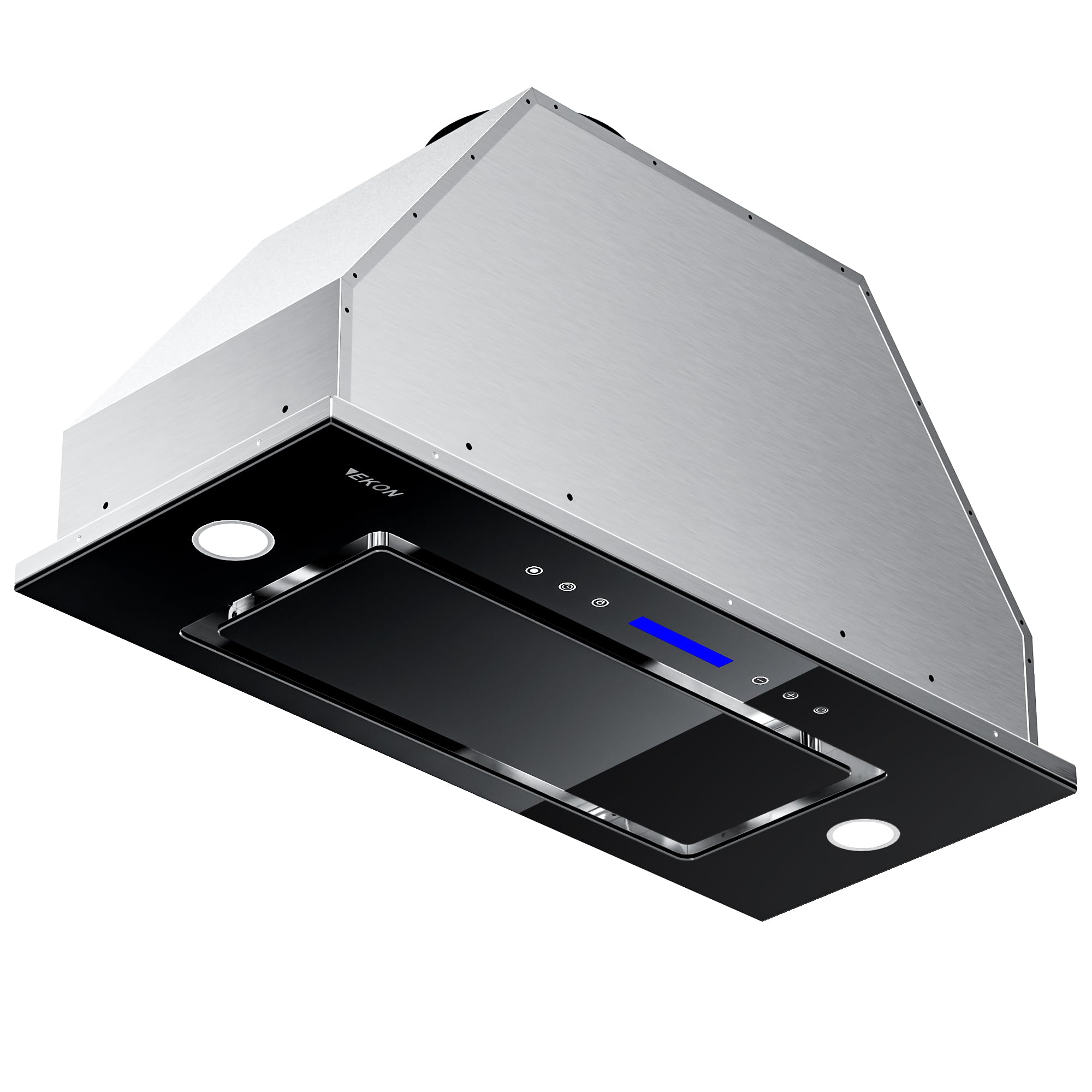 EKON New 36'' Built-in/Insert Range Hood, 900 CFM tempered glass with Touch Control, Ducted/Ductless Convertible, 2 Pcs Adjustable Lights, 3 Pcs Baffle Filter