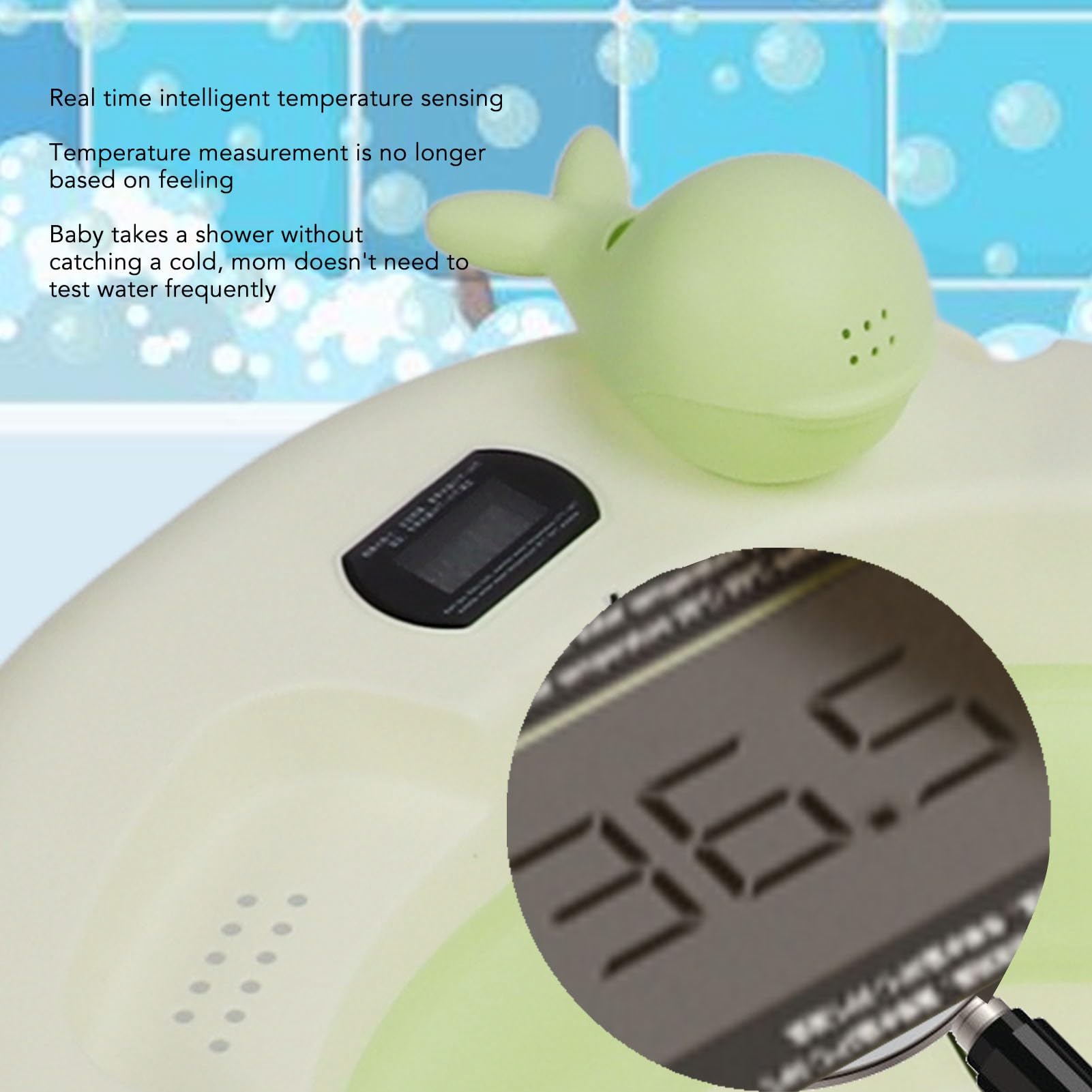 Zusammenklappbare Babybadewanne mit Thermometer, Tragbare Babybadewanne Kleinkindbadewanne Temperaturerfassung Zurücklehnen oder Sitzen, Faltbare Kinderwanne für Dusche bei
