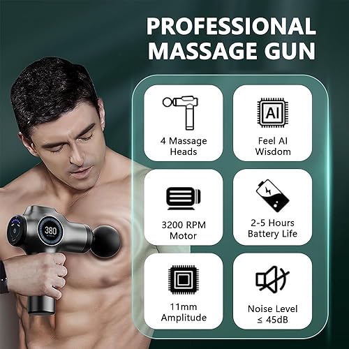 Miniatura 2 de TISSCARE Pistola de masaje pistola de masaje de 4 cabezales de 6 niveles de intensidad - Relajante muscular para el hogar y viajes