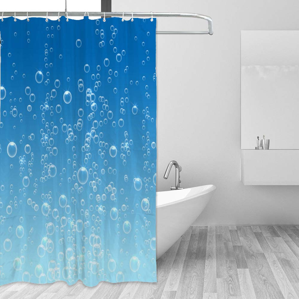 Rideau de douche imperméable style marin bleu à bulles pour créer un espace bien-être