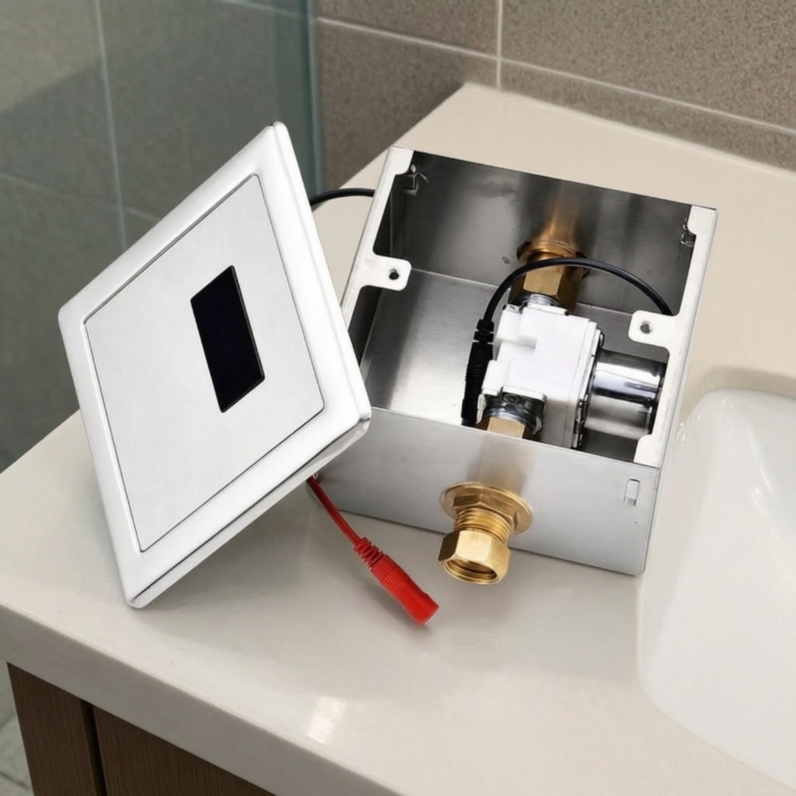 Baoblaze Chasse D'eau Automatique à Capteur | Hygiénique, Intelligente, Plaque Déclenchement Capteur, pr nitaires Commerciaux, 9005 Dc Entrée Supérieure