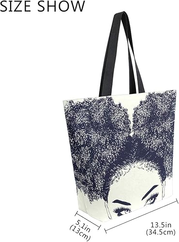 Miniatura 7 de ALAZA Bolso de mano grande de la lona Mujer afroamericana con el bolso del hombro de las compras del pelo rizado