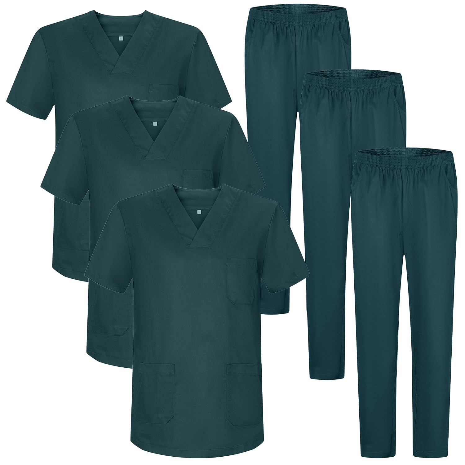 MISEMIYA Pakiet 3 szt. MZ-3-817-8312 Uniforms sanitarny, ciemnozielony, S dla dorosłych, Ciemnozielony, S