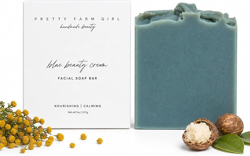 Pretty farm girl Sabonete facial em barra Blue Beauty com tanaceto-azul, tamanu e sebo bovino, 142 g