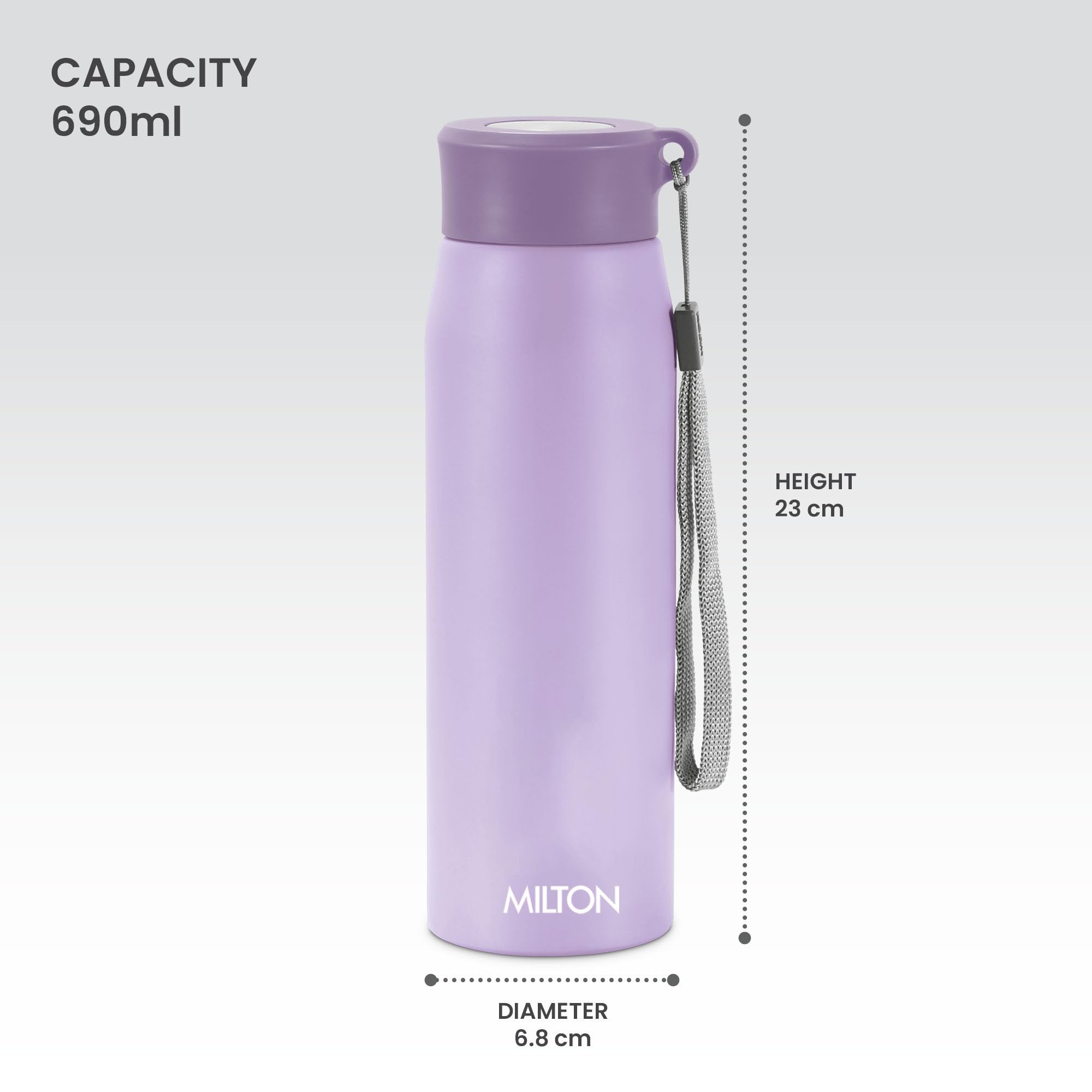 MILTON Handy 650 Stainless Steel Sipper Water Bottle 690 ml, Single Walled, ISI Certified I Leak Proof Lid, Rust Proof I For School, Office, Gym I Purple — Amazon image 5
