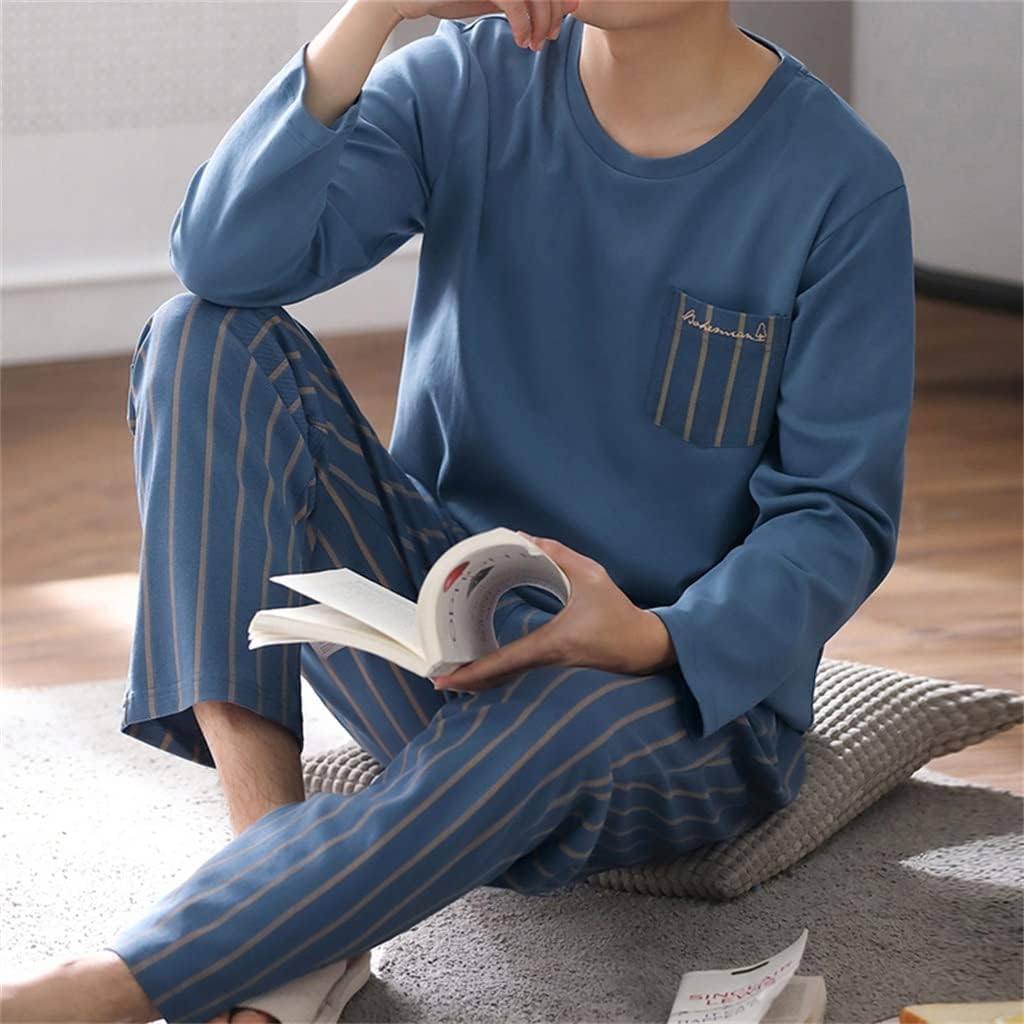 Pajamas men's cotton long-sleeved loungewear autumn and winter four seasons plus size suit