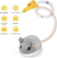 Vista 4 de Migipaws MigiMouse - Juguete interactivo para gatos con rodamiento y giro de 360° con cola de plástico de malla para gatos de interior, sensor