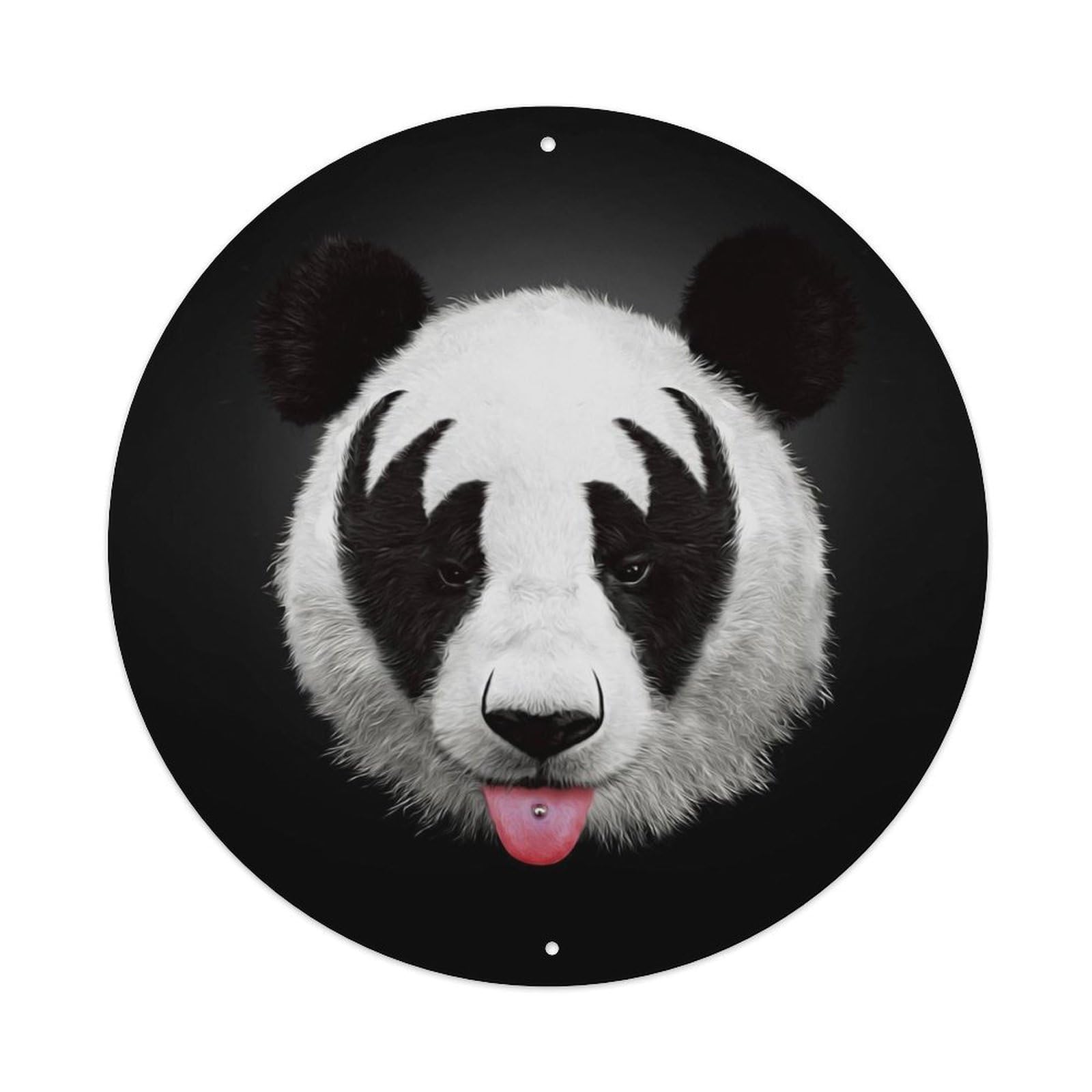 Animal Cute Panda Vintage Metal Tin Sign Plaque Wall Decor for Cafe, Club, Garden Round Metal Poster 8x8Inch