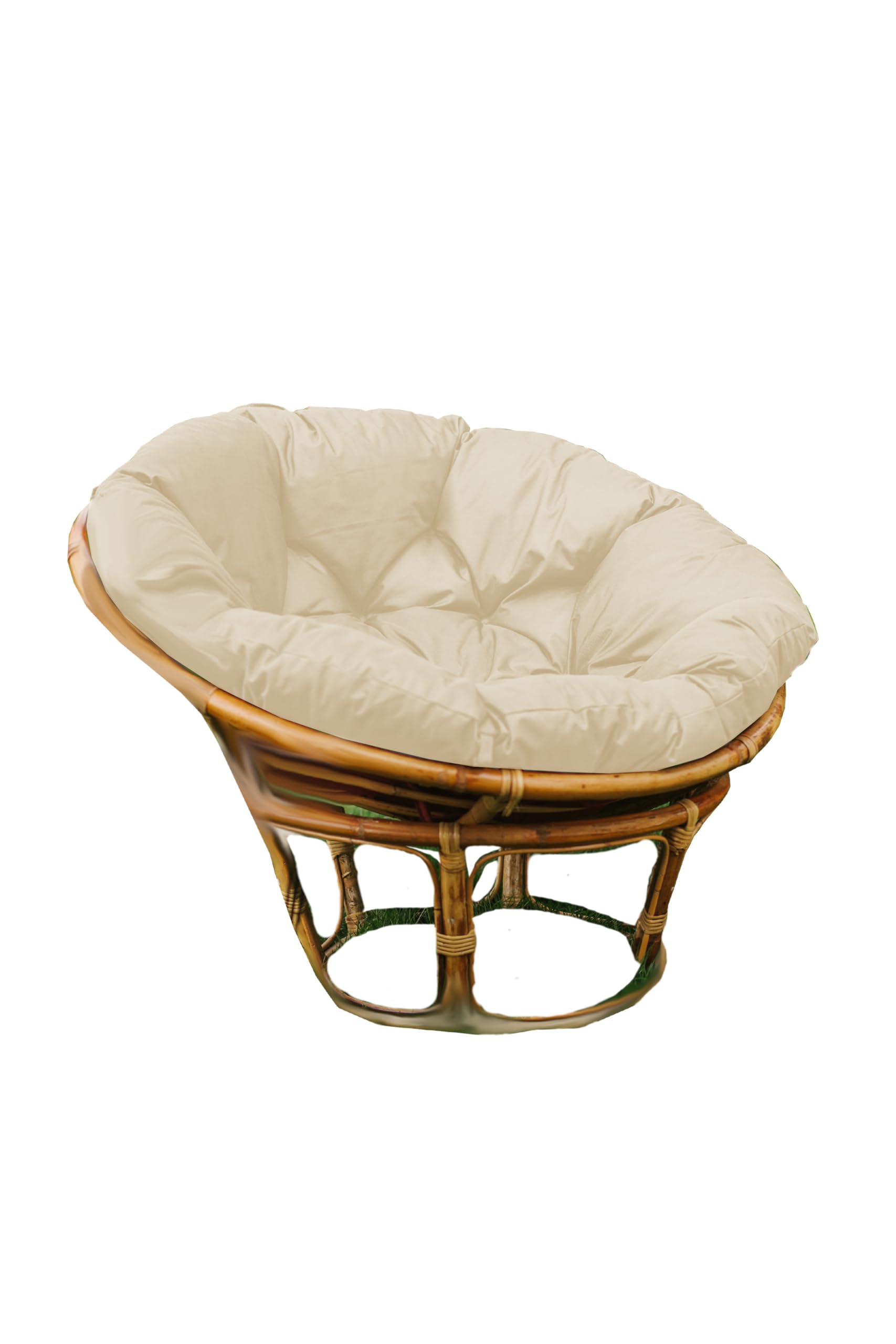 chilly pilley Coussin Rond Impermeable pour Papasan Fauteuil en Rougein Coussin De Fauteuil Jardin Coussin De Siège Matelassé avec Boucles (60cm, Crème)