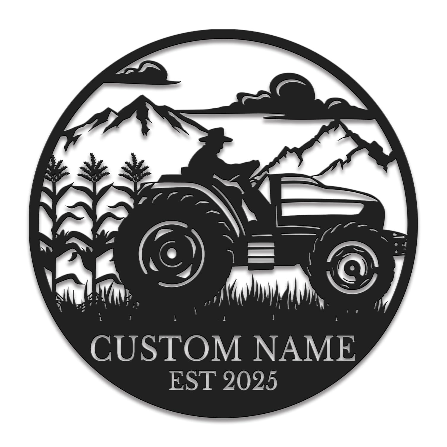 Custom Tractor Metal Sign, Personalized Farm Name Wall Art, Rustic Barn Decor, Farmer Gift Idea, Heavy Equipment Operator Gift, Farmhouse Metal Plaque (Style-2)