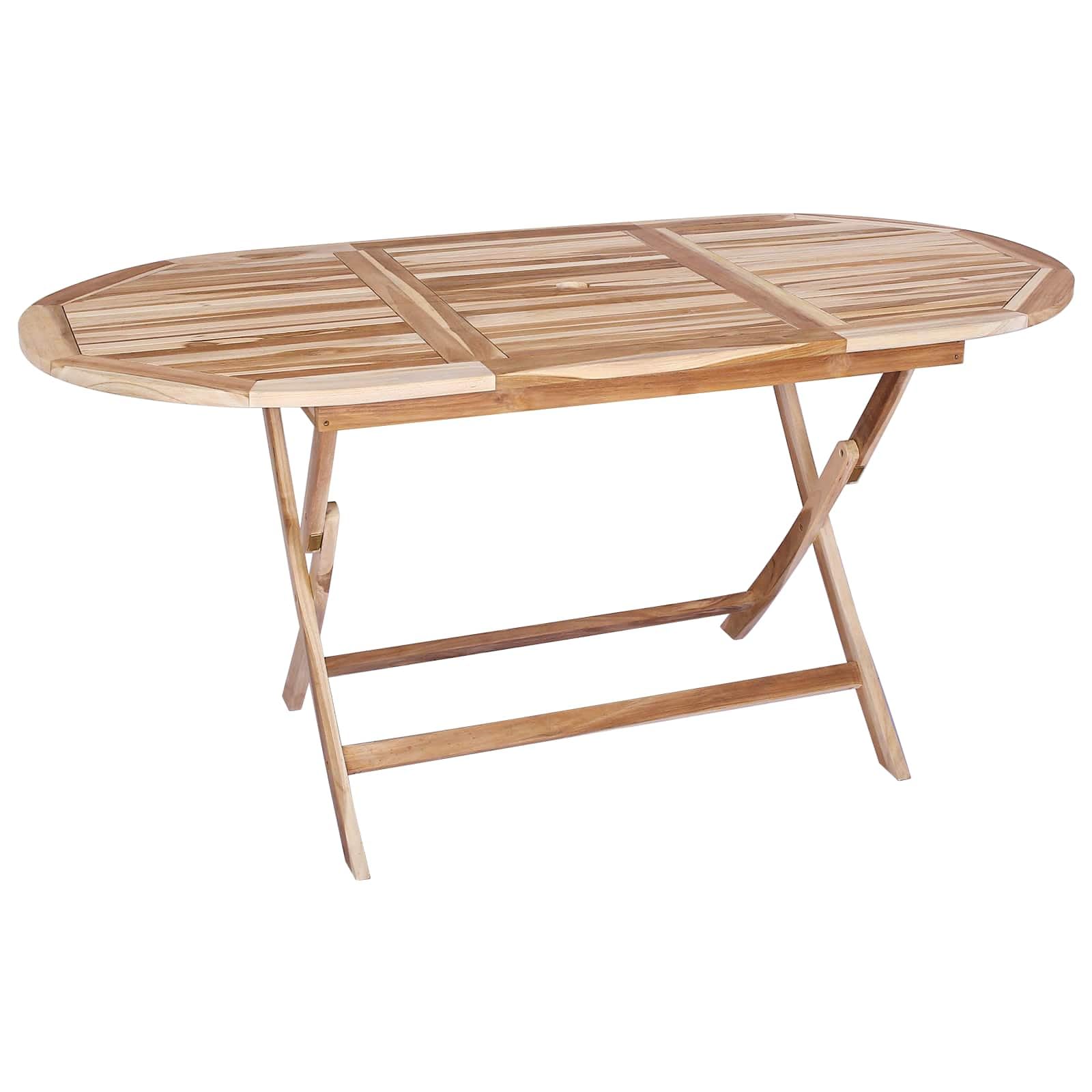 vidaXL Mesa de jardín Plegable Natural 160 x 80 x 76 cm