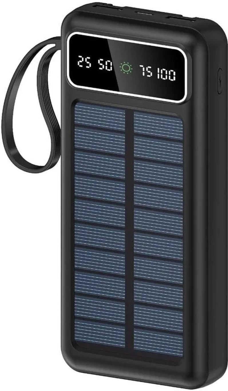 Solar Power Bank with Built-in Cables, LED Display, USB-C and Lightning, Portable Charger for Outdoor Travel-image-32