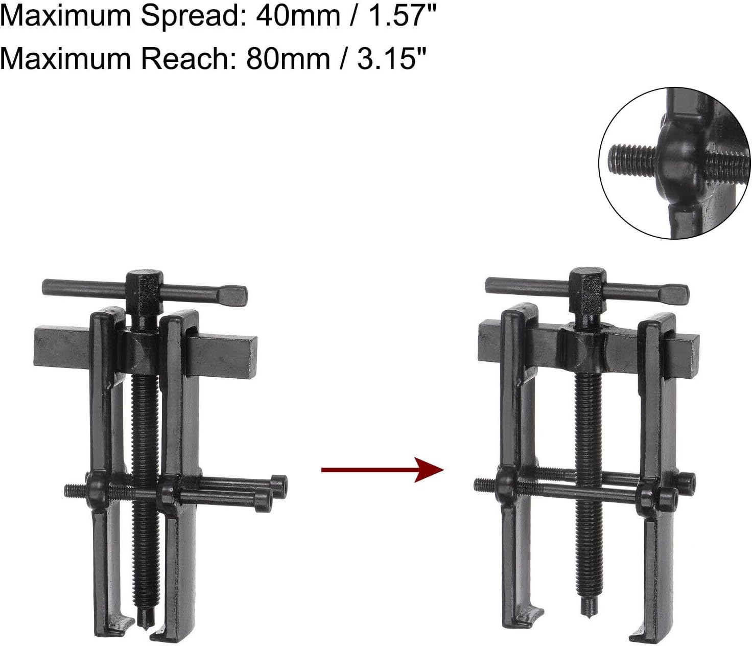 Toolparts And Accessories 2-Jaw Gear Puller 1.57" High Carbon Steel Separate Lifting Device For Bearings (#CN#130824-08495)
