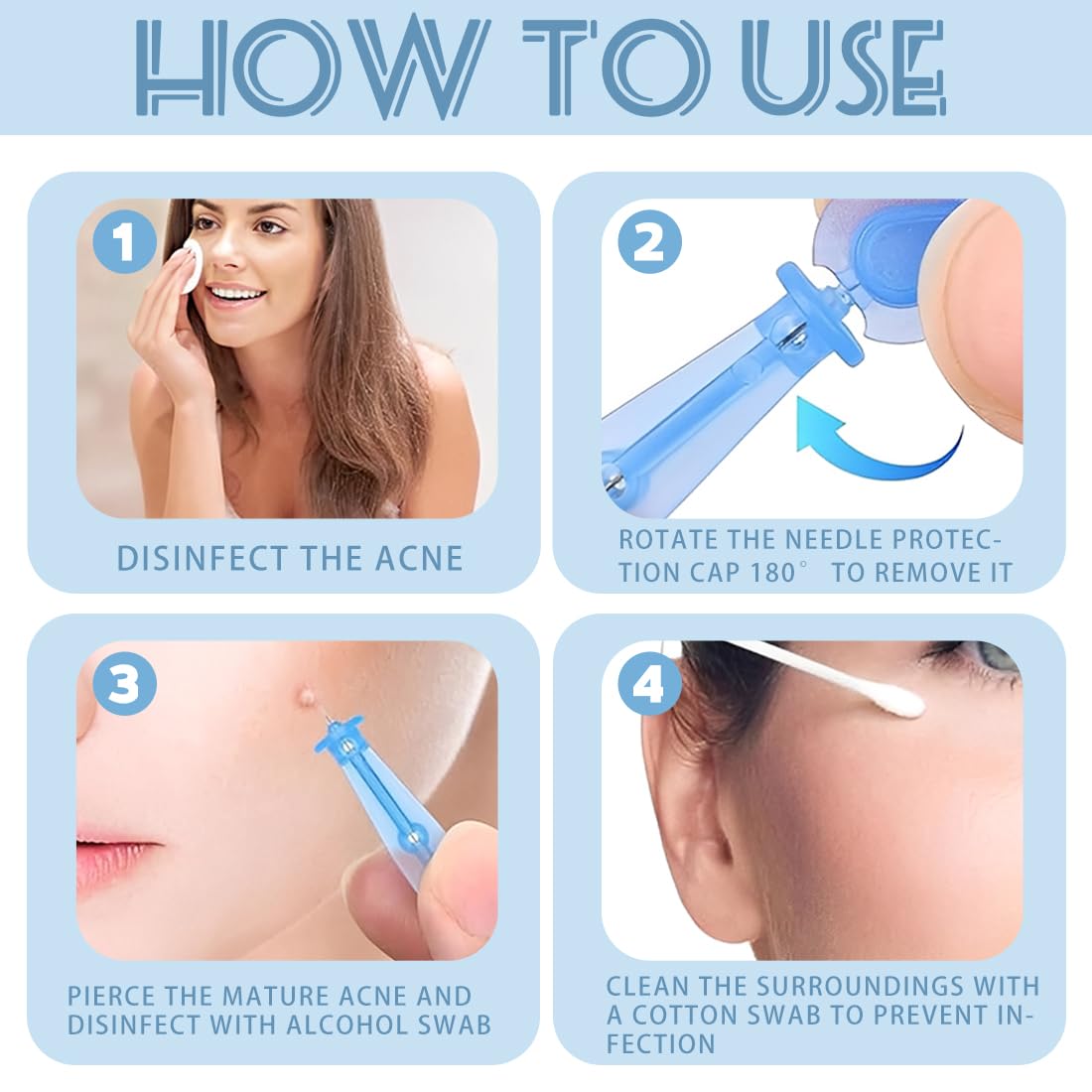 100 Piezas Afilado Desechable Blackhead, Blemish Remover Acné Aguja, Herramienta Profesional Para La Eliminación De Puntos Negros E Imperfecciones