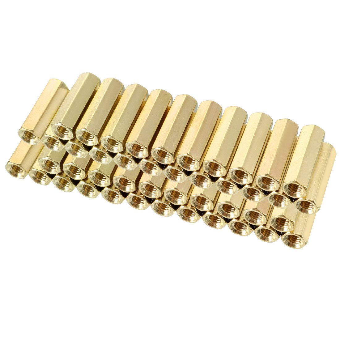 50pcs Brass Straight PCB Pillar Female Thread Hex Standoff Spacer M3x5x15mm-image-1