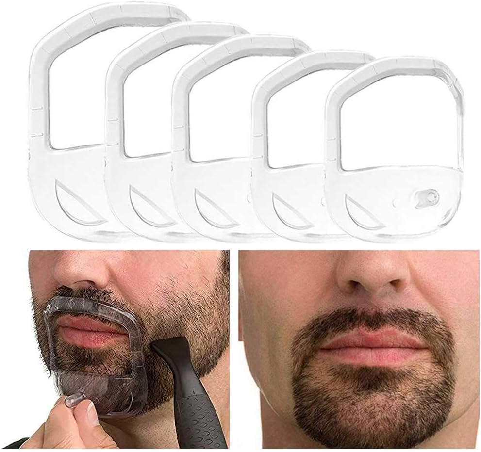 RIMOL Beard Shaper Goatee Mustache Grooming Tool Face Hair Styling Template for Man - Transparent - 5 PCS/Set (Transparent)