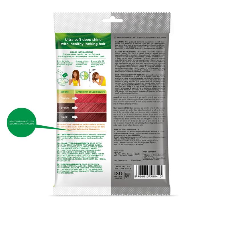 Image of Nisha Cream Permanent Hair Colour Full Grey Coverage (50g) Flame Red (Pack of 4)