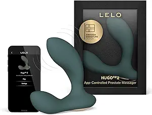 LELO Hugo 2 Prostate Vibrator is Advanced Male Sex Toy with Bluetooth App, Prostate Massager with 10 Settings, Waterproof & Rechargeable Sex Toys for Men, Green