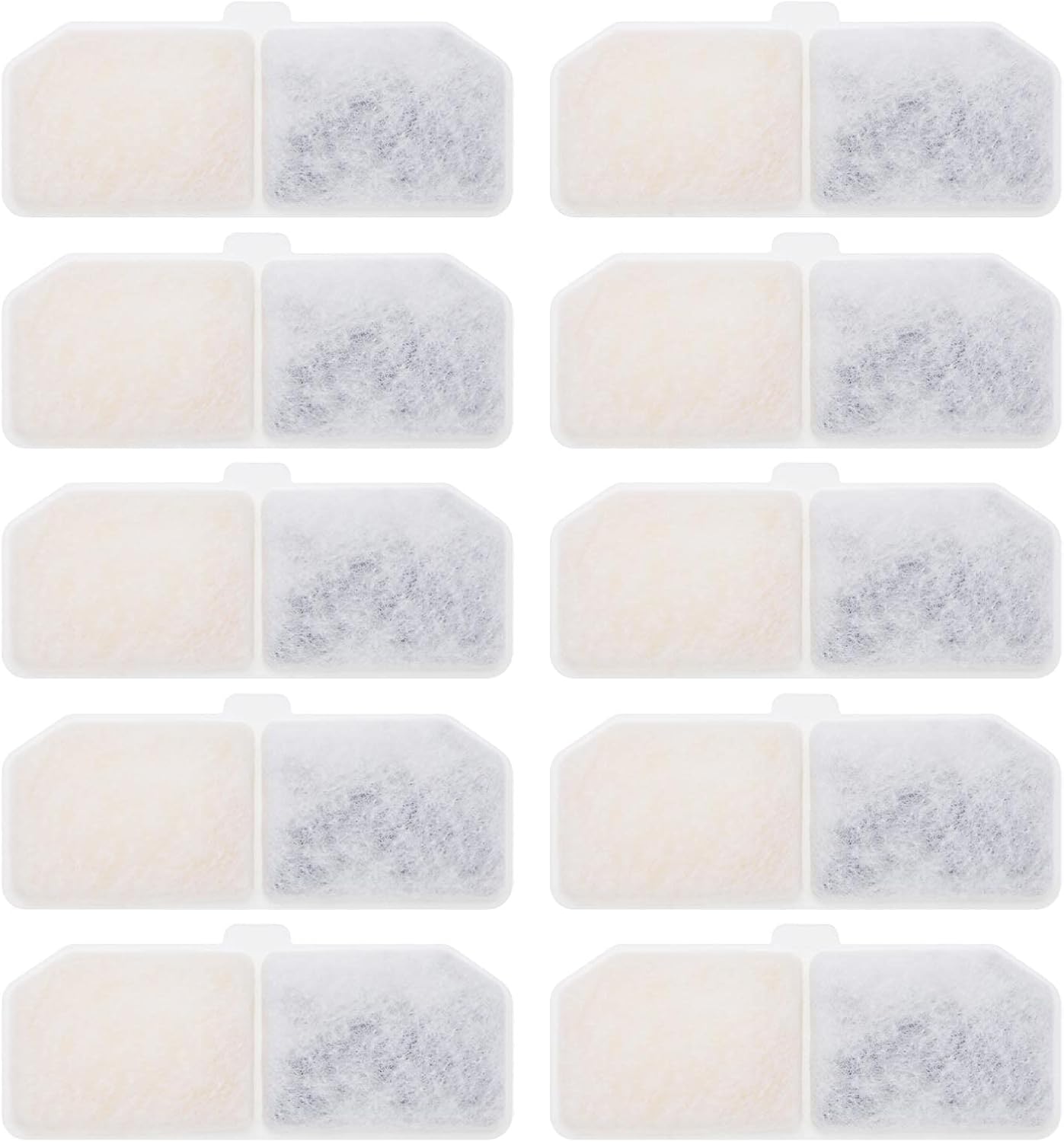 10-Pack Cat Water Fountain Filters - Compatible With 3L Dispensers, Gravity-Fed With Carbon & Resin