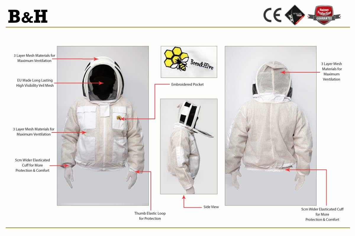 FVJ Unisex protezione api 3 strati ultra ventilato sicurezza protettiva bianca apicoltura recinzione velo