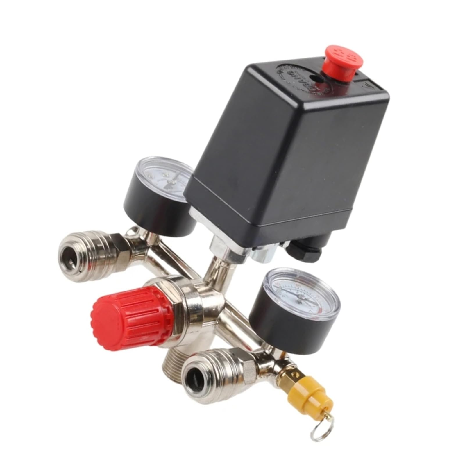Tsophreniq Yellow Bracket Holder Assembly For 380V Three Phase Industrial Air Compressors Pressure Manifold Regulator Gauges Air Compressor Holder