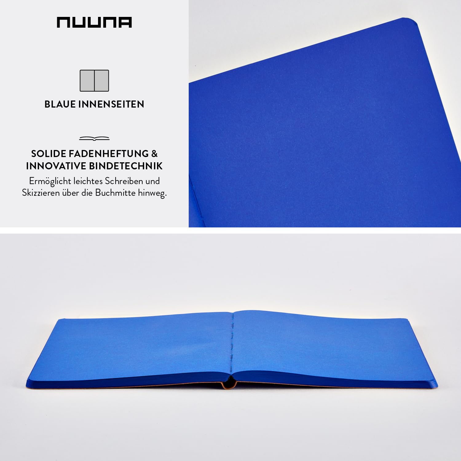 Nuuna Notizbuch A5+ Not White L Light - Blau, Leder blau