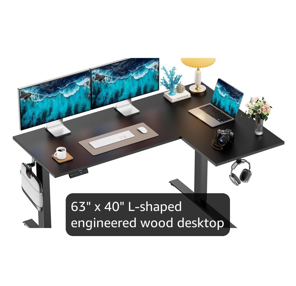 Amazon.com: HUANUO L-Shaped Standing Desk, 63 x 40 inch Dual Motor