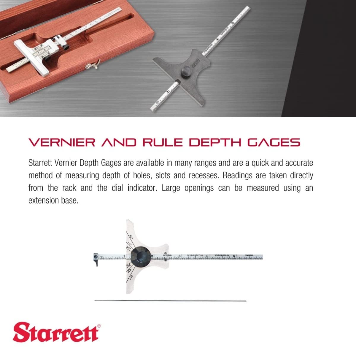 Starrett 236HB - Medidor de profundidad y ángulo