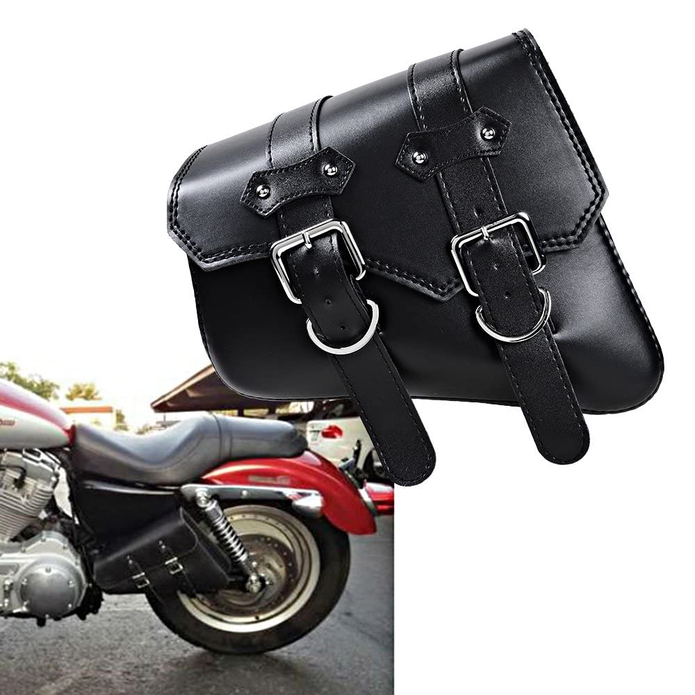 Astra DepotS 1X LEFT Vintage Motorcycle 3 Strap Buckle Quick Release Clasp Storage Pouch Luggage Bag PU Leather Compatible with Harley Swingarm Saddlebag Sportster XL883 XL1200