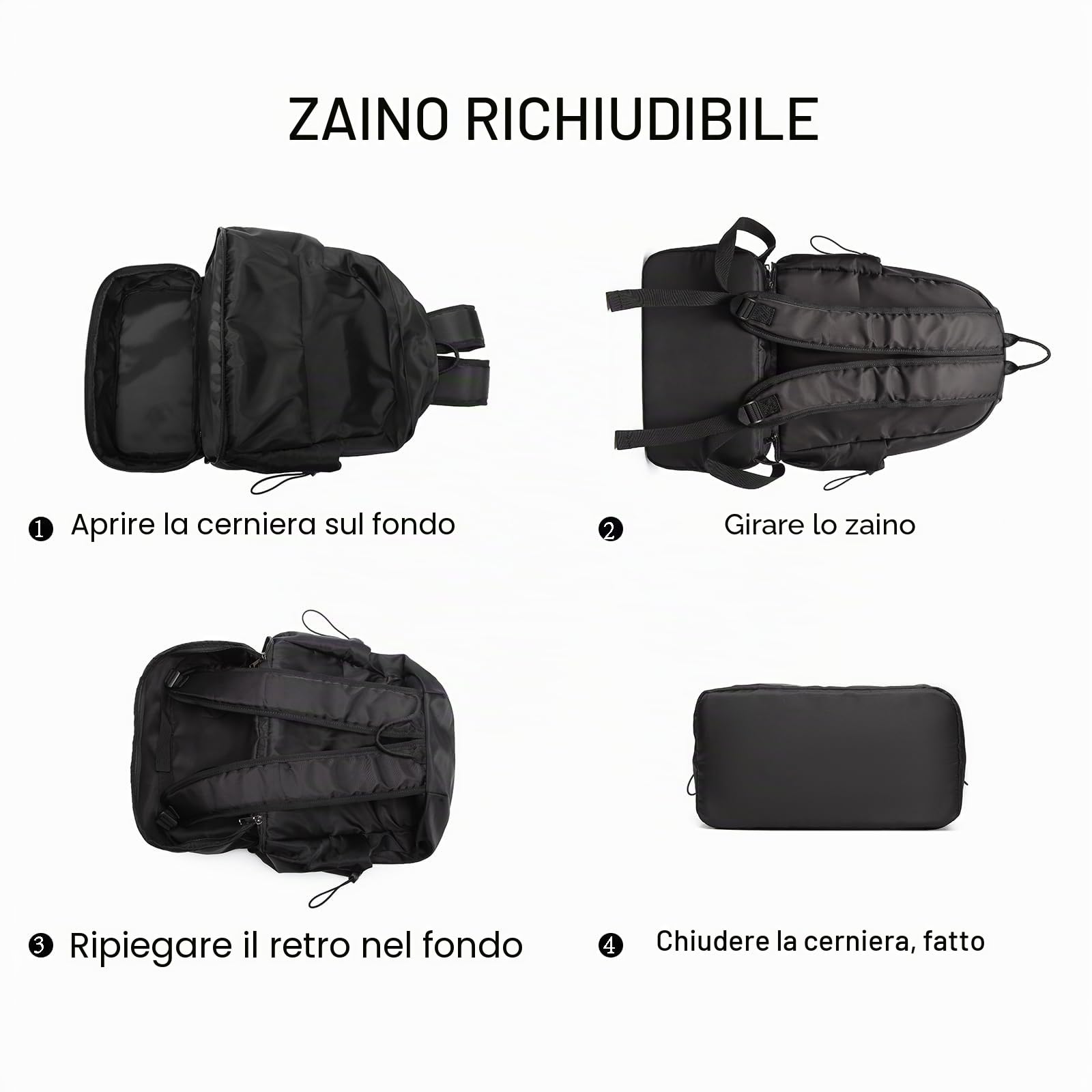 Seyfocnia Zaino da Palestra per Uomini, Zaino da Viaggio Impermeabile con Scomparto per Scarpe, Borsa da Sport Leggera, nero, 22 Inches, Da viaggio
