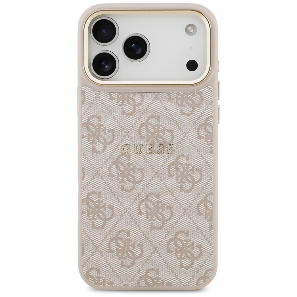 CG MOBILE Guess 4G PU Classic Logo compatibile con MagSafe Custodia per iPhone 17 Pro Max (rosa)
