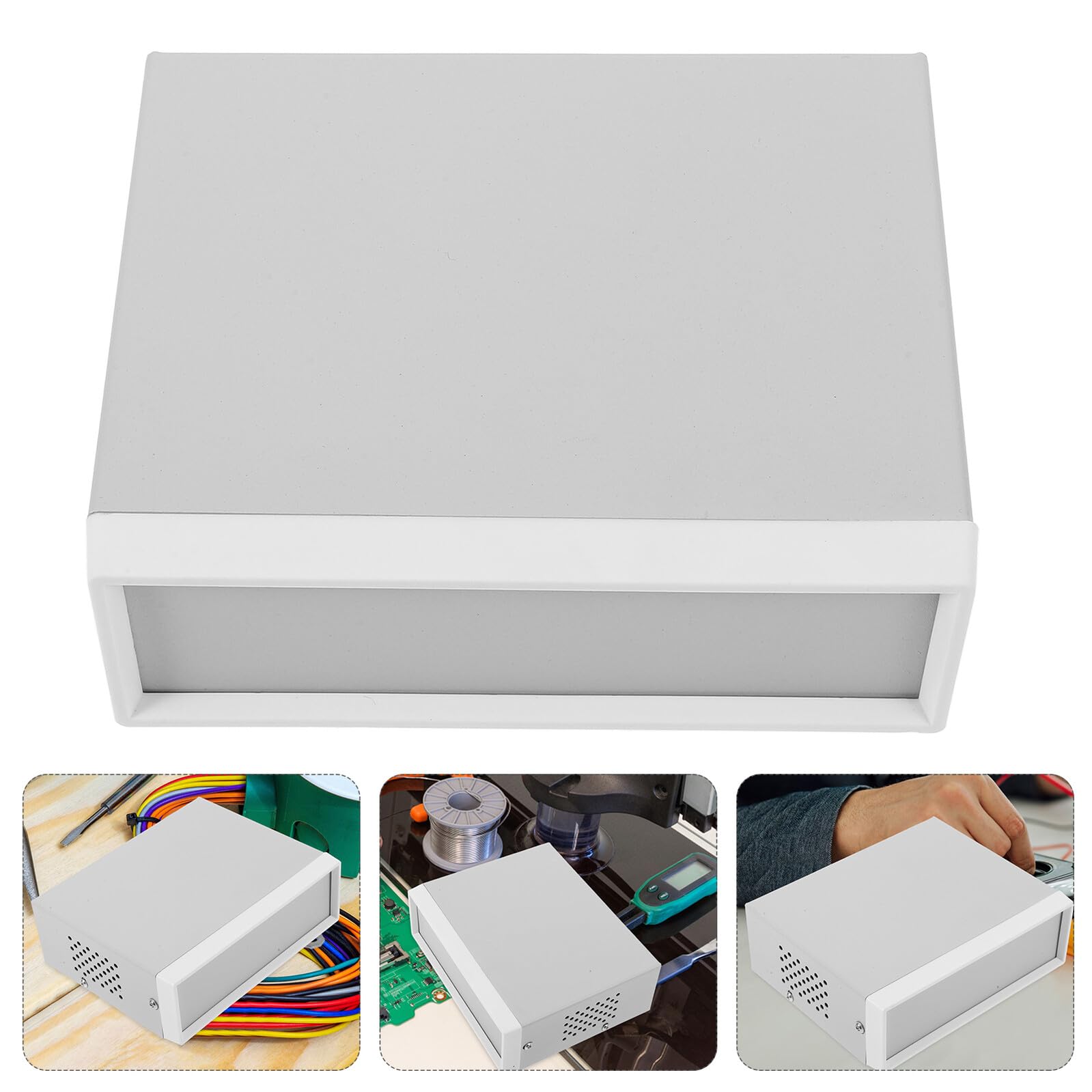 KOMBIUDA Scatola di Progetto in Metallo 50X150X120Mm Frontale e Posteriore Grigio Contenitore per Elettronica Custodia Elettrica Esterna per Installazioni e Progetti Elettronici