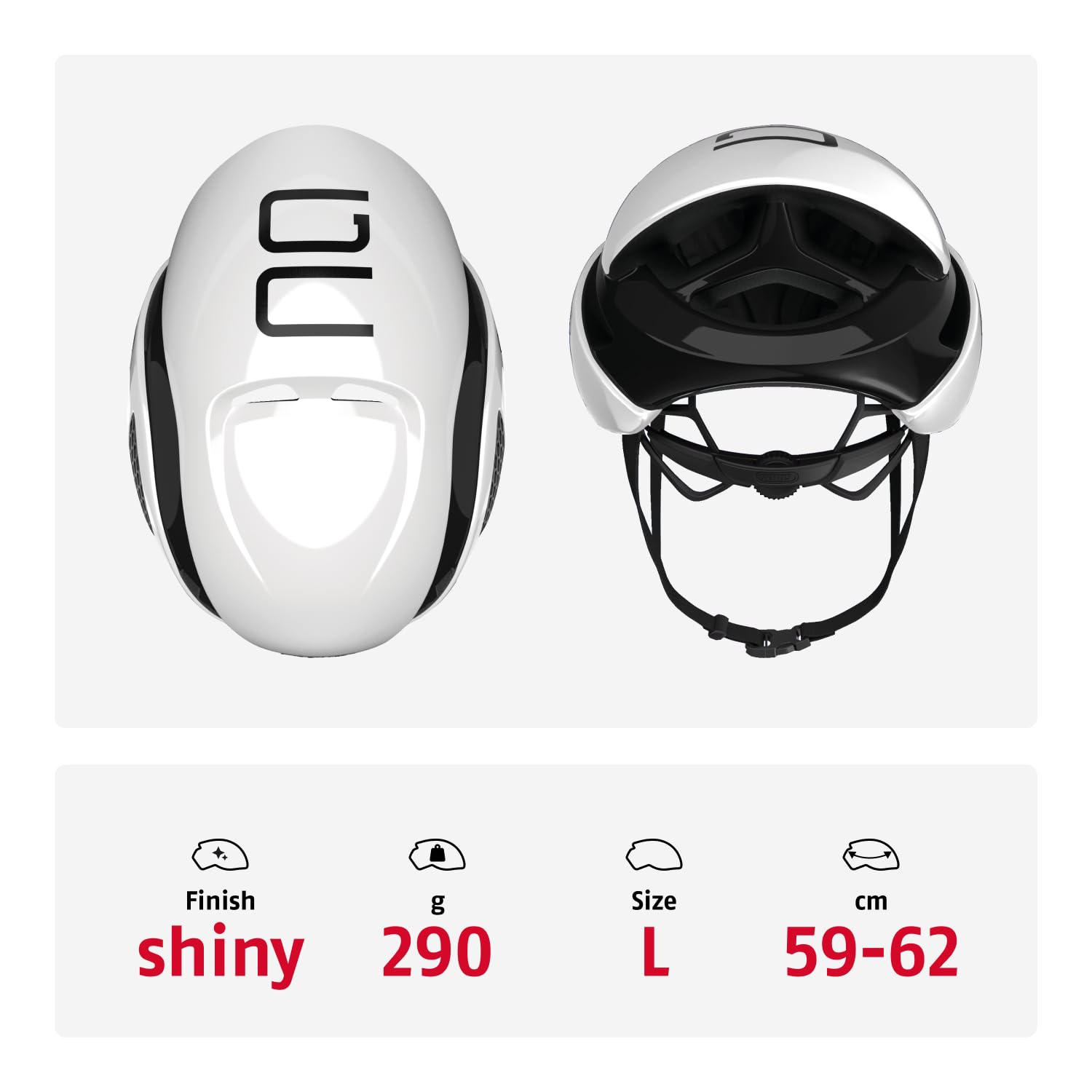 ABUS Unisex Fahrradhelm, Weiß (Polar White), L (59-62 cm) | Fahrradhelm mit aerodynamischen Gurtbändern, kühlendes Luftstrom-System, Brillenhalterung, Verstellsystem, Zopf-Öffnung