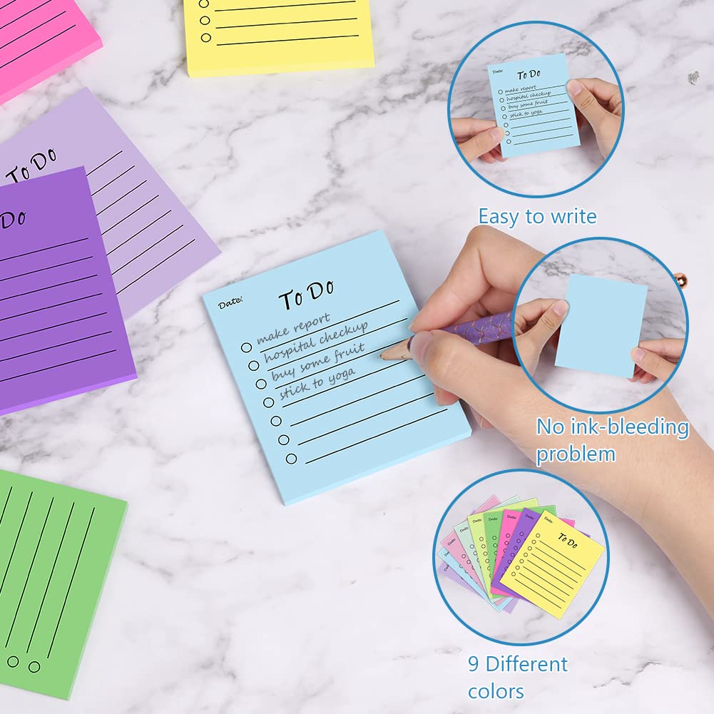 Vicloon Notes Auto-Collantes Lignées, 450pcs Note Adhésives, Blocs-Note Autocollants Colorés pour Bureau École