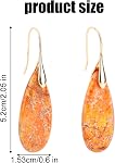 2pcs Natural Stone Earrings, Fishhoop Dangle Drop Earrings Drop Stone Pendant Ear Decoration Trendy Statement Jewelry for women