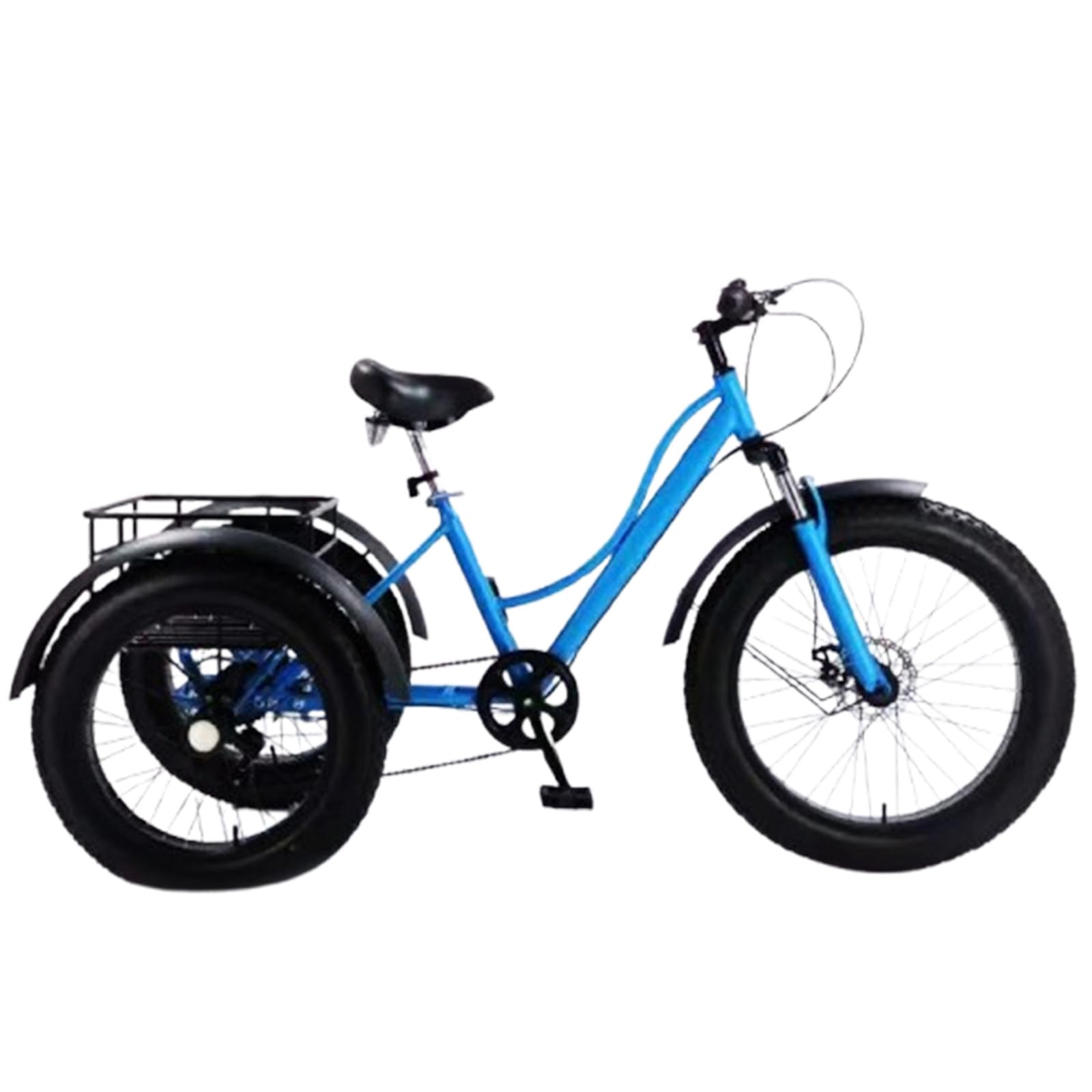 Triciclos De Ruedas Anchas para Adultos con Cesta, Bicicletas De Crucero De 24" Y 3 Ruedas,7 Velocidades,Cuadro De Acero Al Carbono,para IR Compras O Hacer Picnics Al Aire Libre. Blue