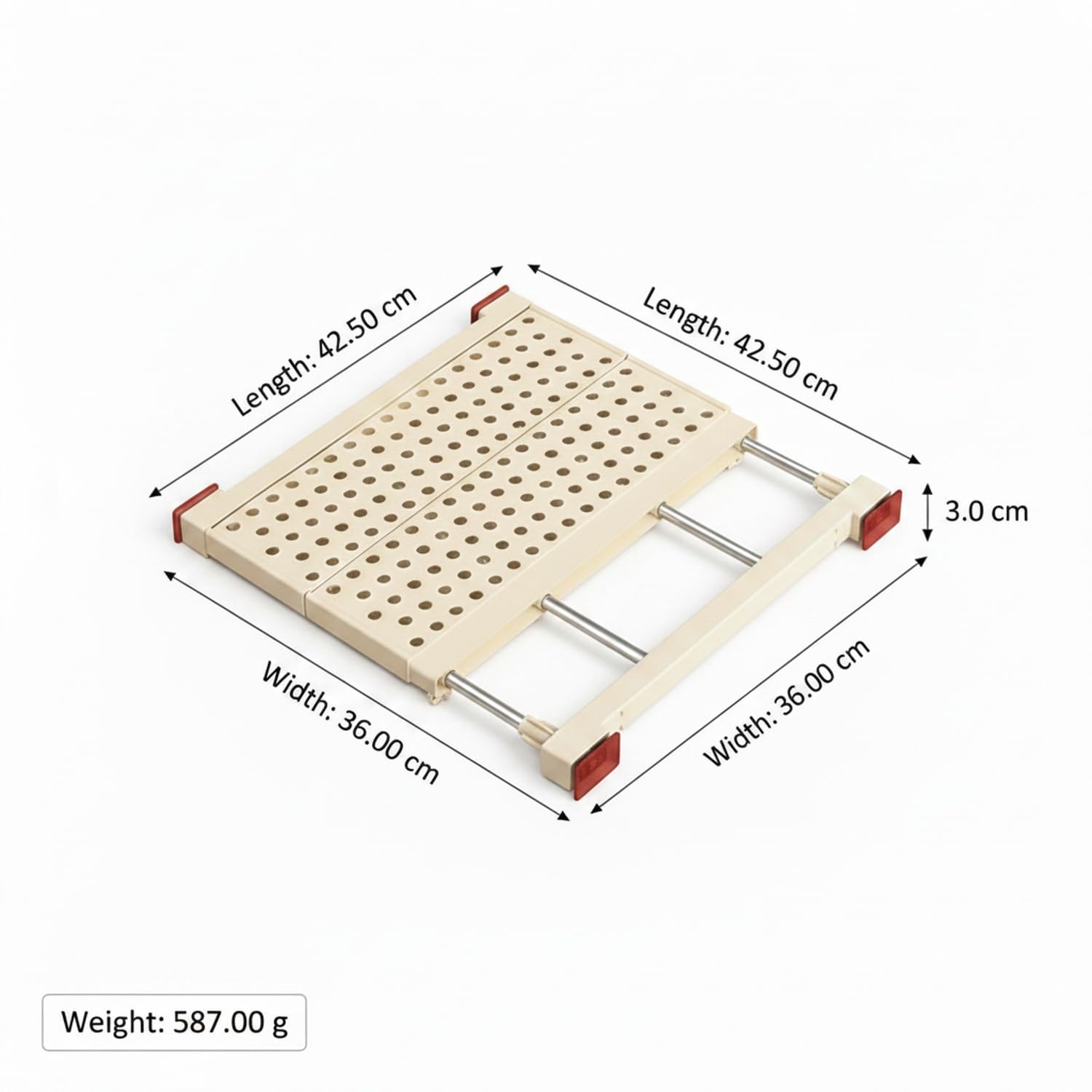 Ripiano Pensile Estensibile in Acciaio Inox, Mensola Regolabile per Armadi e Bagno, Finitura Beige
