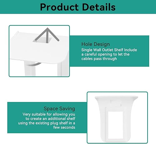 Miniatura 3 de Estante de salida de pared, organizador de estante de pared para tomas de corriente, estante de salida de pared extensor de pared con soporte de