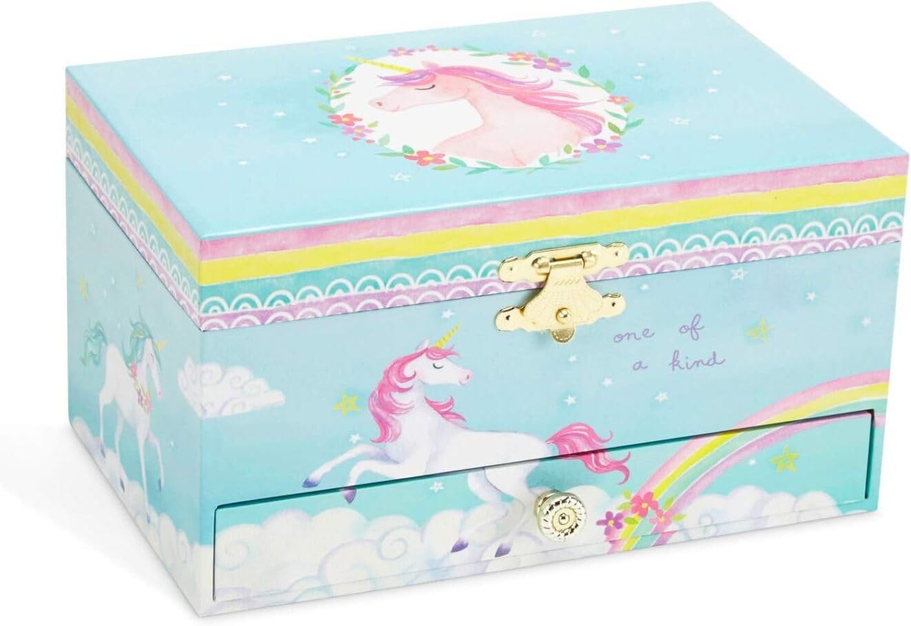 Jewelkeeper - Scatola Musicale Portagioie per Ragazze con Cassetto Estraibile, Decorazione Unicorno Arcobaleno - Melodia dell'Bel sognatore