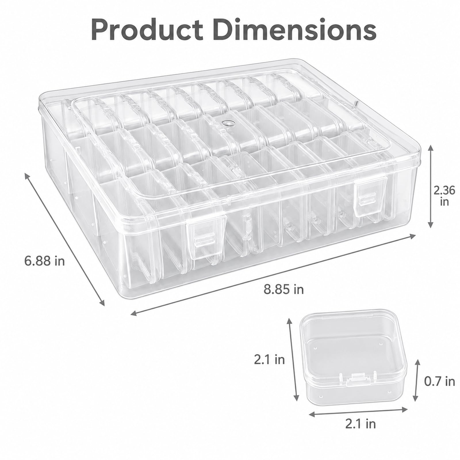Organizery dekoracyjne i do przechowywania z 90 szt. małych pudełek 5,6 x 5,6 x 2 cm, 30 przezroczystych pudełek do przechowywania koralików, 22,6 x 17,5 x 6,1 cm, organizer na koraliki do