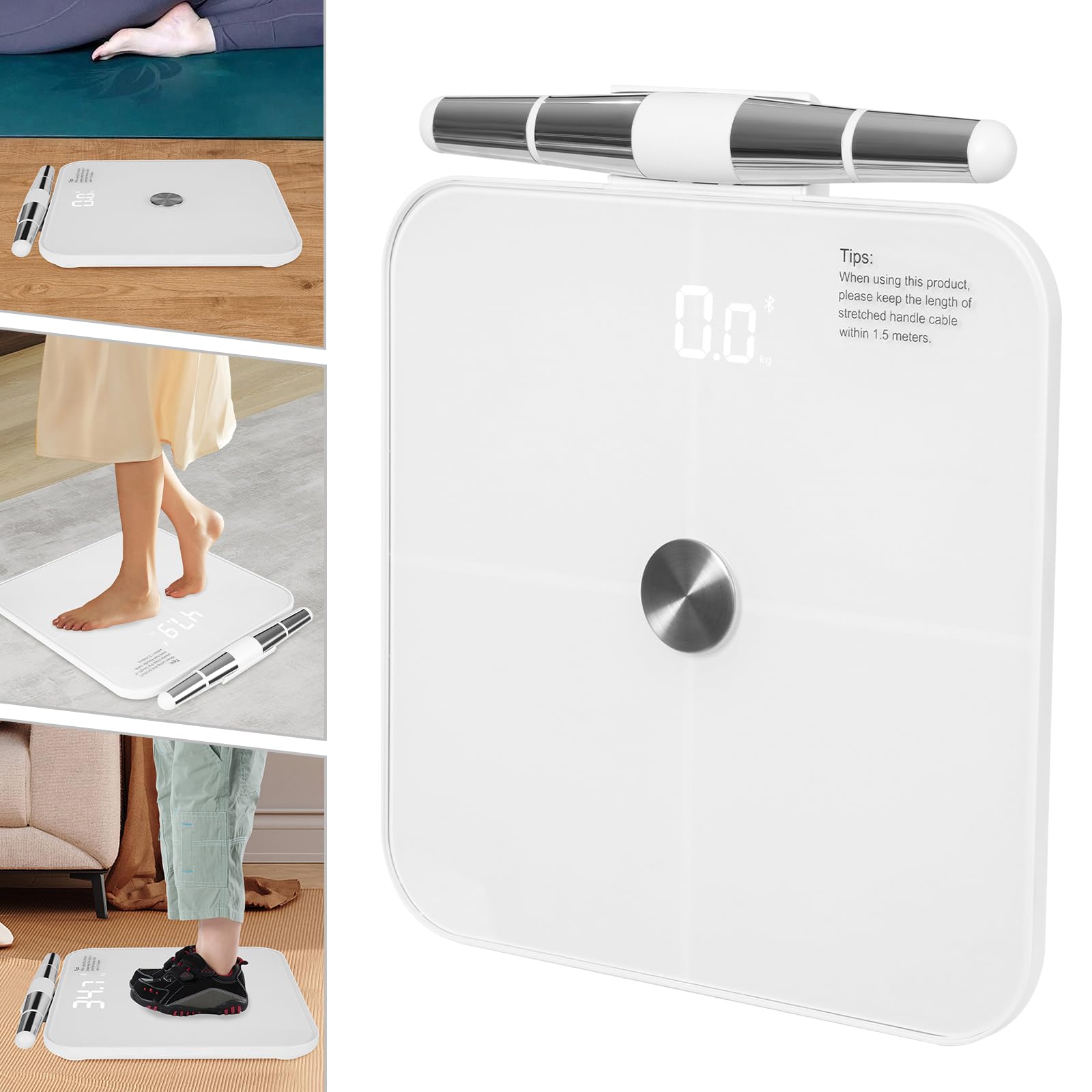 Körperfettwaage Personenwaage Körperanalysewaage Bluetooth 8 Elektroden Körperwaage Handsensor APP Körperwaage 25 Daten BMI Gewicht Muskel Fett Analyse Multi User 8 Profile Zuhause Büro Fitnessstudio