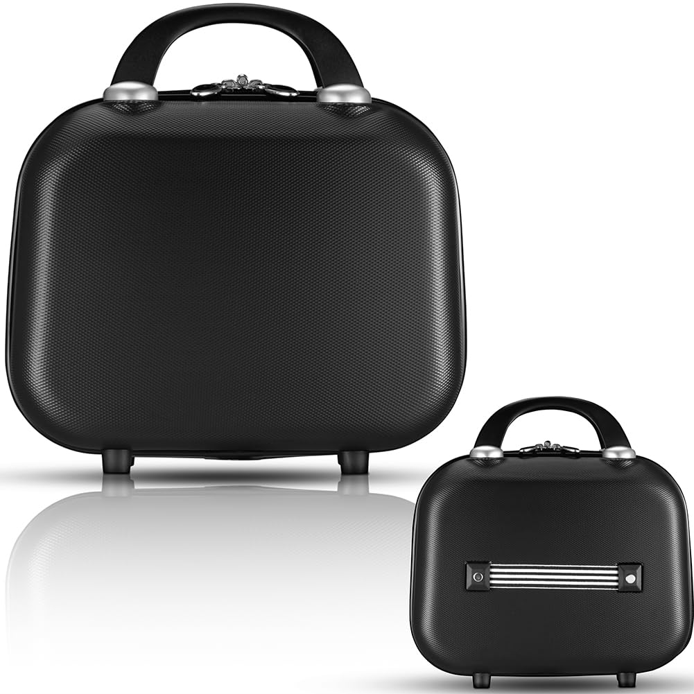 Set 3 Valigie Rigide in ABS, Valigia M-L-XL e Beauty Case, Manico Telescopico e Ruote Easy Roll, Lucchetto Serratura a Codice, Trolley Resistenti da Viaggio, Bagaglio a Mano (3 + 1 Nero)