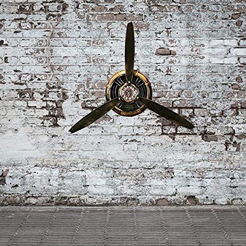 Wruj Metal Vintage Industrial Wall Art Clock, Airplane Propeller Wall Decor, Aviation Pilot Gifts, Office /Bedroom 3D Stereo Wall Sculptures, Indoor Decorations ( Color : Bronze ) #TOP4
