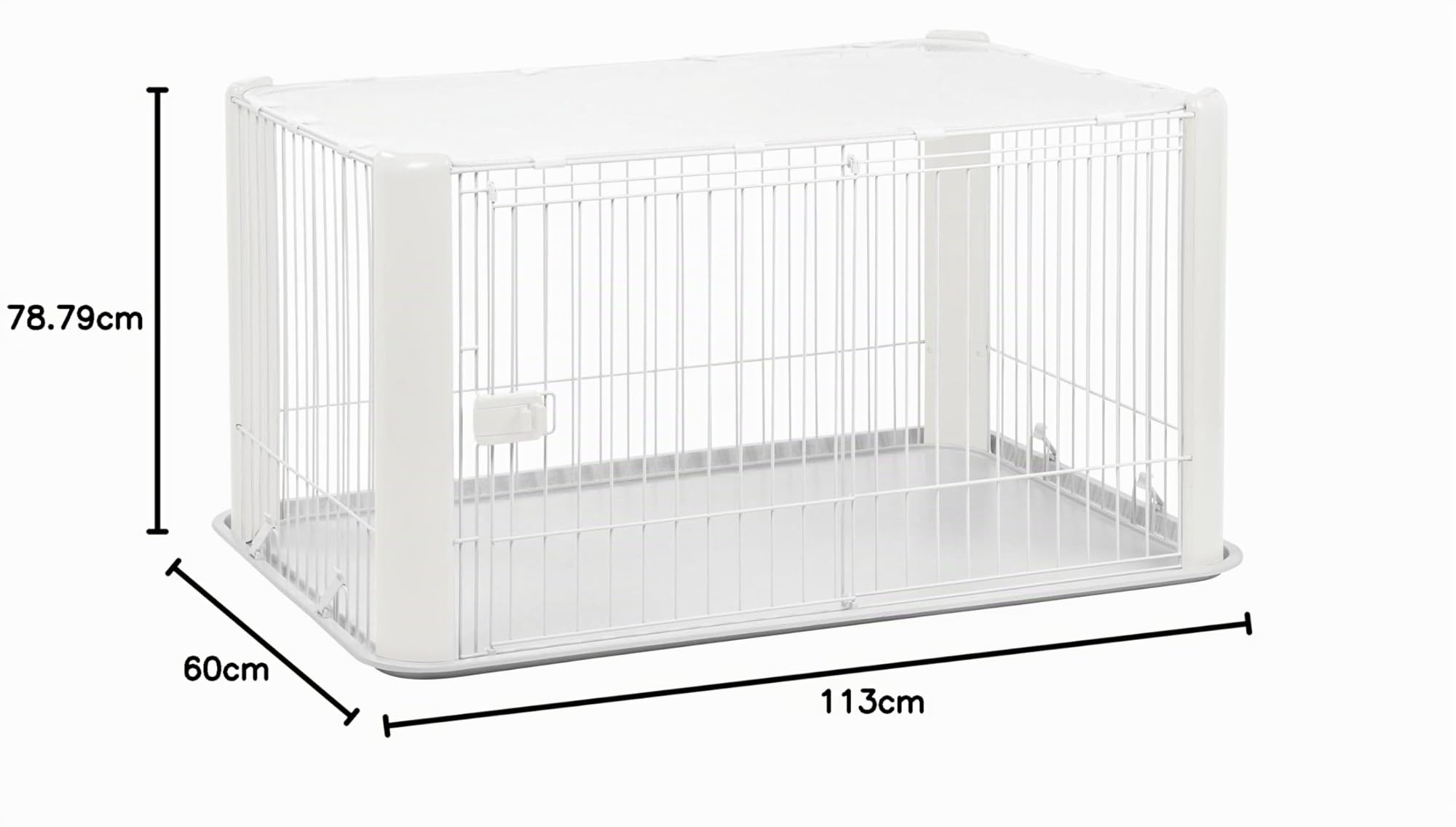 Iris Ohyama, Parc à chiot / enclos pour chien d'intérieur avec base toit amovible, porte coulissante verrouillable pour chien - Pet Circle CLS-1130, Blanc