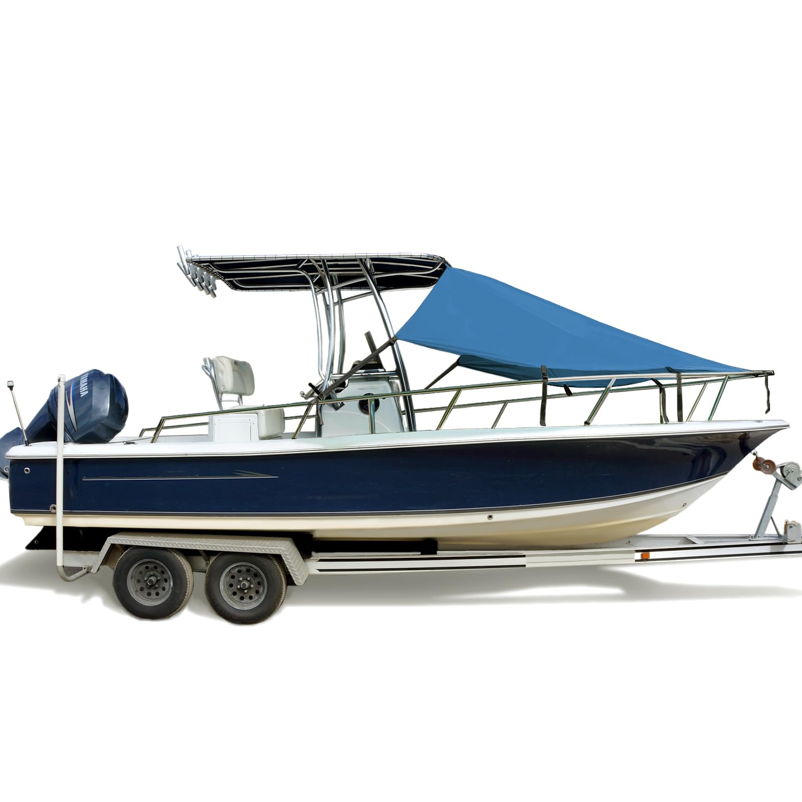 SavvyCraft T-Top Bow Shade, UV Protection Extension 600D Marine Grade Polyester T-Top Boat Bow Area Sun Shade, 7'L x 102