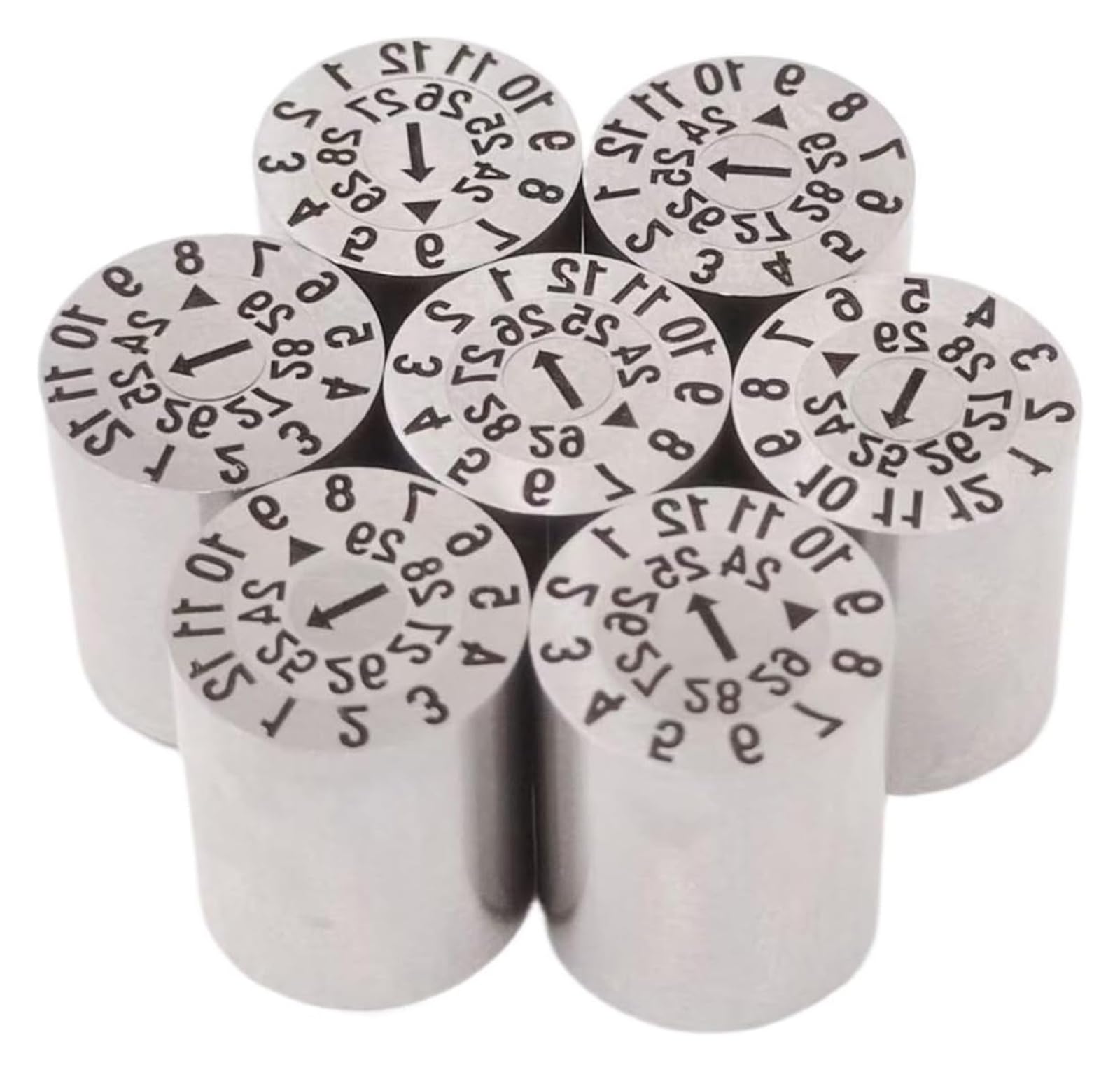 einstellbarer doppelter Datumscode, Verstellbarer Doppel-Datumscode-Stempel, Kunststoffspritzguss, verschiedene Größen, Edelstahl, 2er- oder 5er-Pack(5pcs 6x20mm)