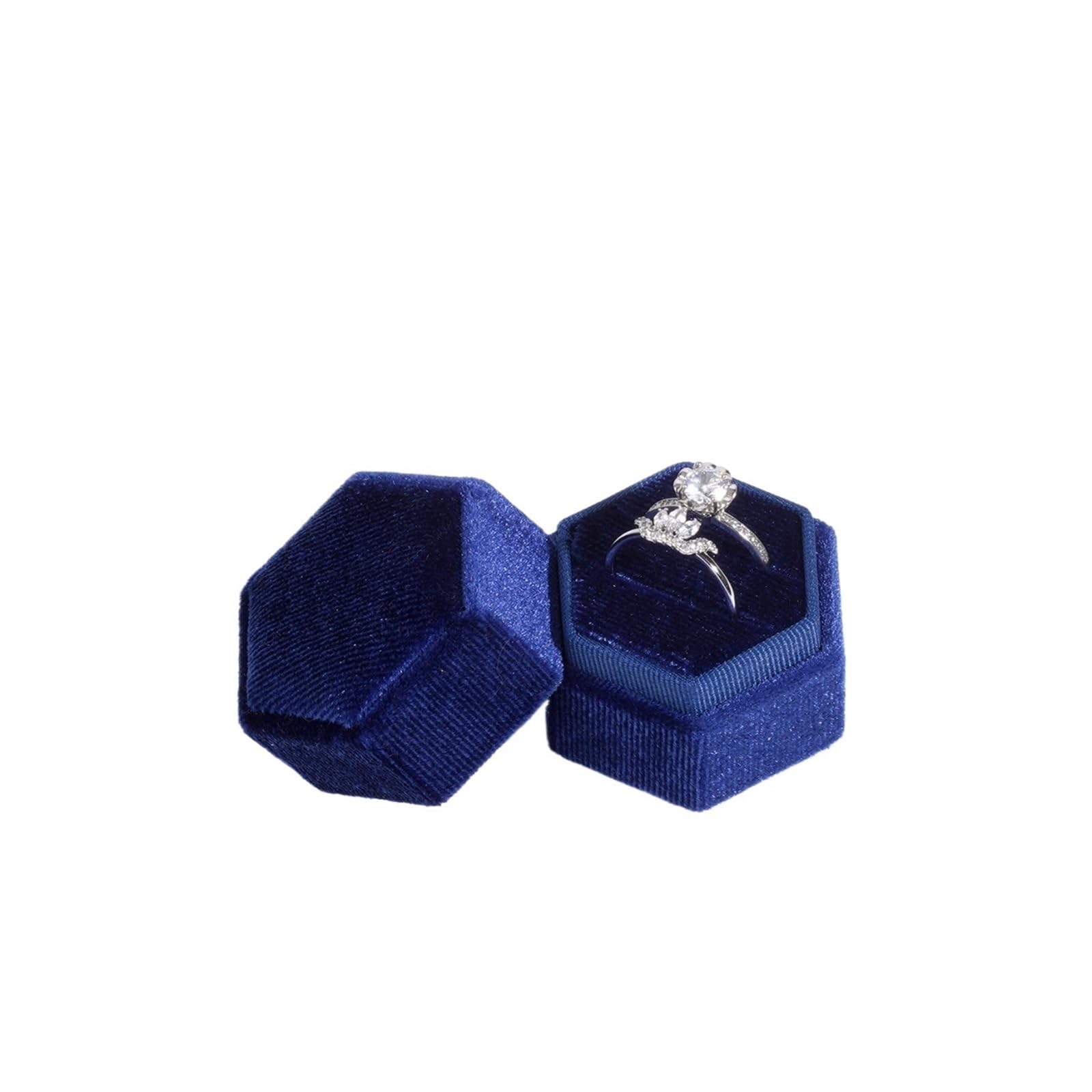 WWYYZAYC Person Ring Box For Wedding Proposal Bearer Engagement Double Slots Hexagon Holder Anniversary(Color11,Gold Text)
