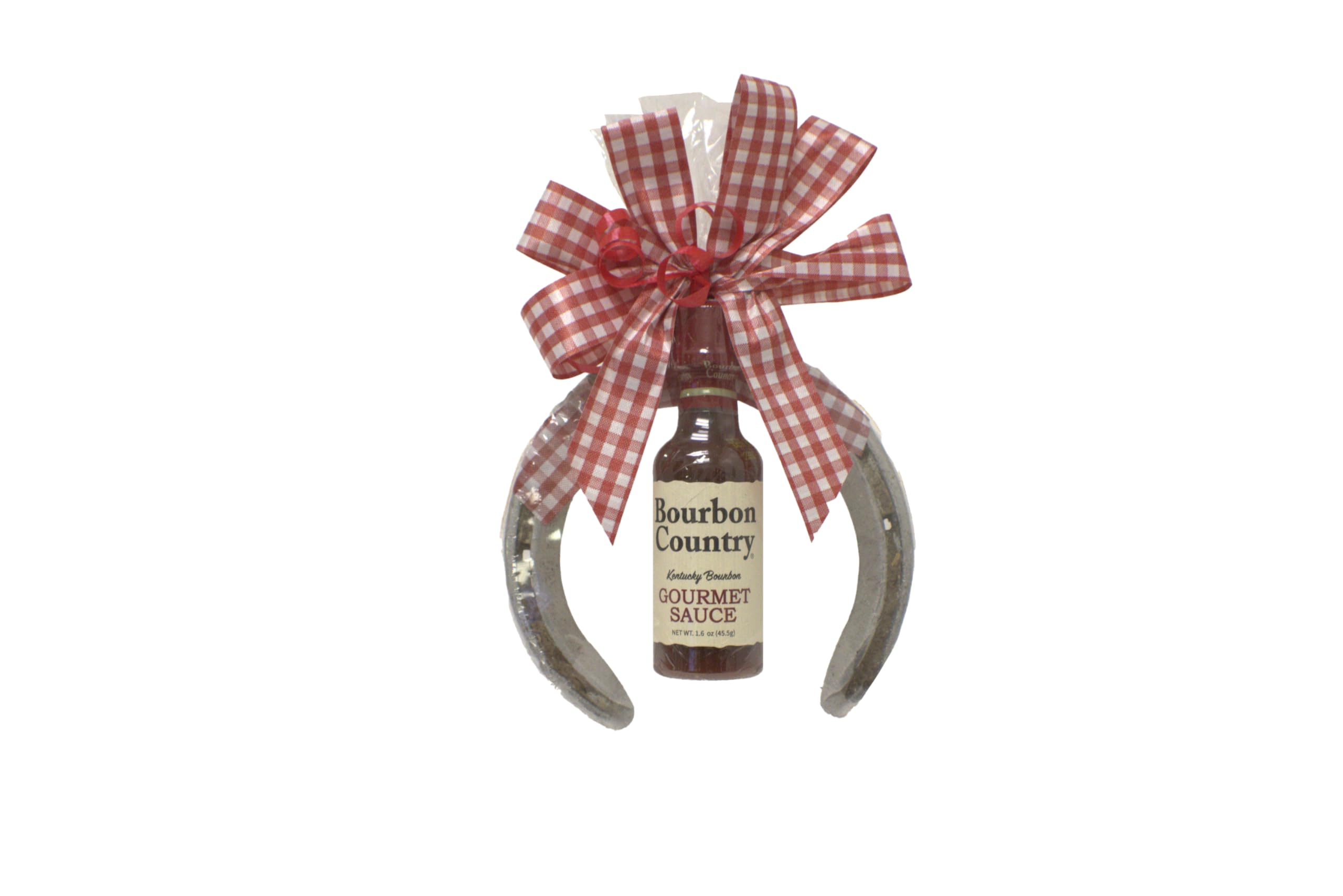 A Taste of Kentucky Kicked Up Horseshoe by Churchill Downs Wrapped with Mini Bourbon Country Gourmet Sauce