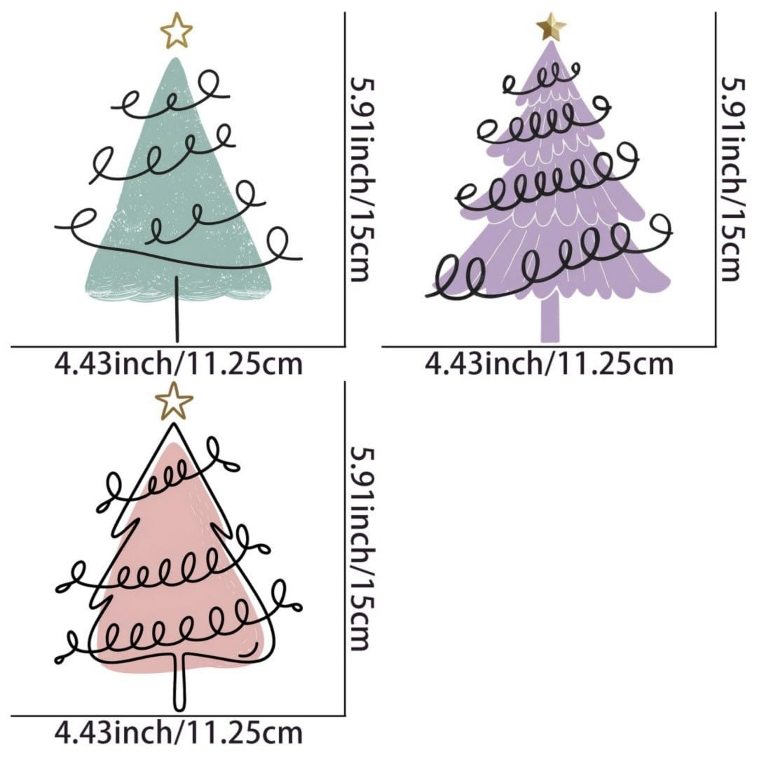 Minimalist Christmas Tree Sublimation Iron Transfer Patch Heat Transfer Sticker Vinyl Design Iron Applique T-Shirt Clothing DIY Craft Applique Clothing Decoration (P2)